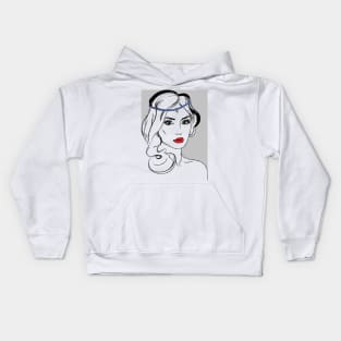 Beautiful Woman Line Drawing Kids Hoodie